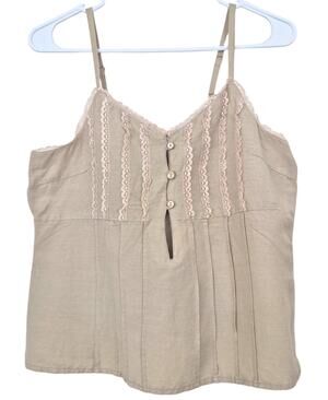 Vintage Sherry Taylor Y2K Babydoll Cami Top Size M Lace Festival Neutral